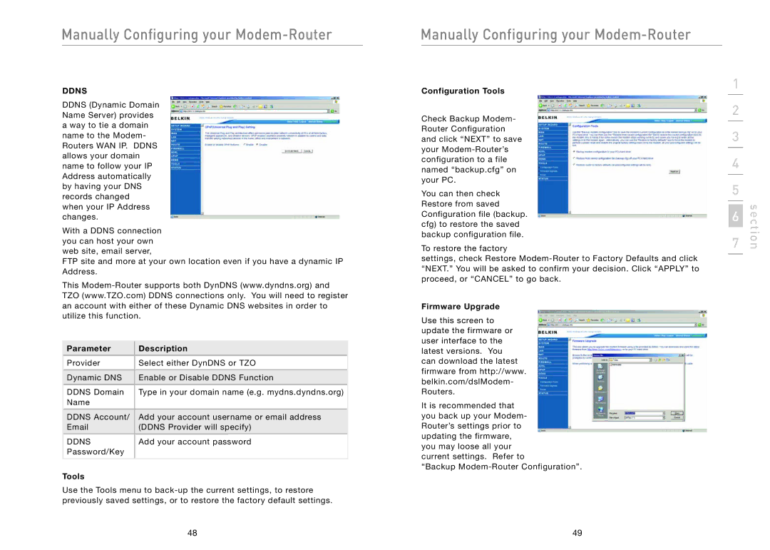 Belkin F5D5630AU user manual Ddns, Configuration Tools, Firmware Upgrade 