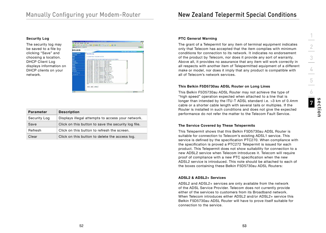 Belkin F5D5630AU user manual New Zealand Telepermit Special Conditions 