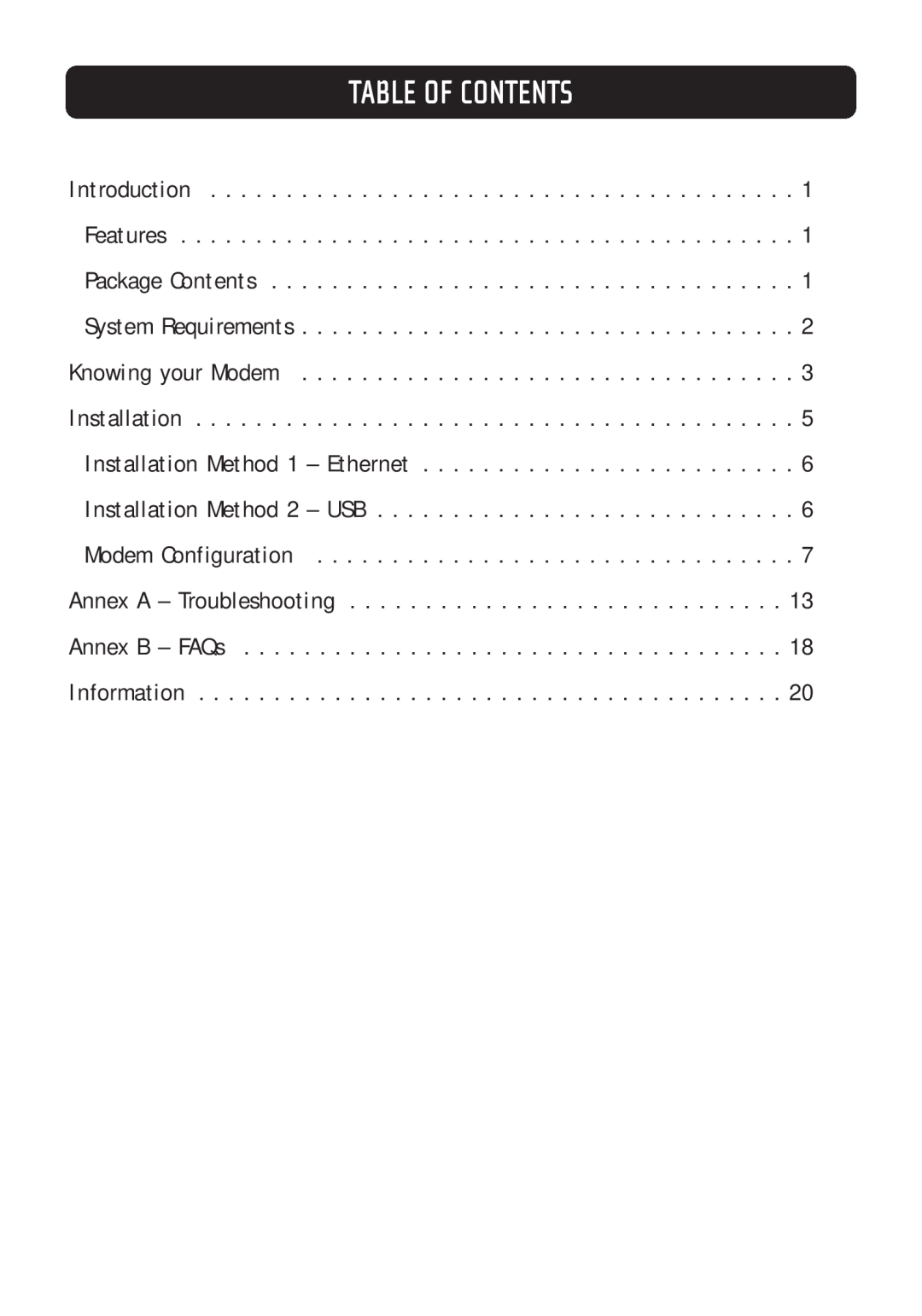 Belkin F5D5730au manual Table Of Contents 