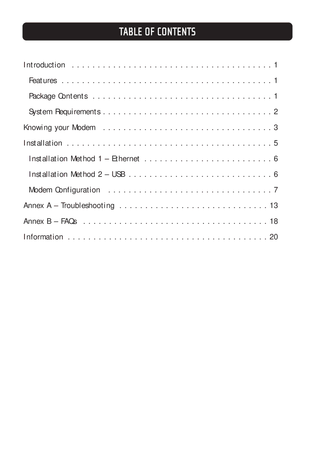 Belkin F5D5730au manual Table of Contents 