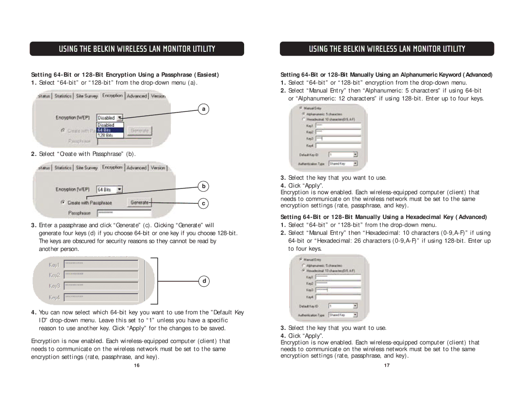 Belkin F5D6020 user manual Using the Belkin Wireless LAN Monitor Utility 