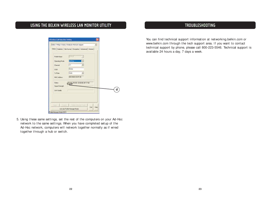 Belkin F5D6020 user manual Troubleshooting 