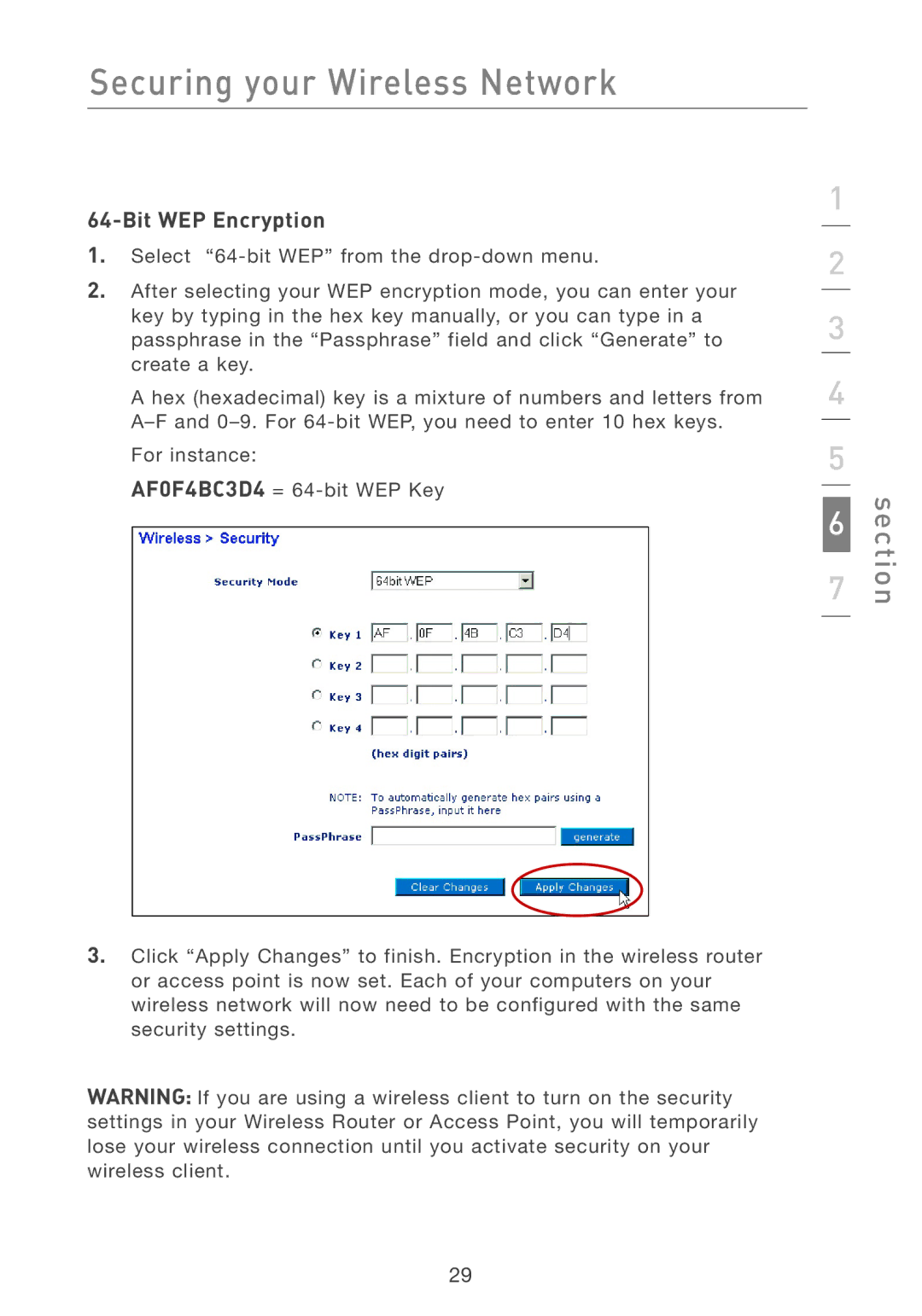 Belkin F5D6051 user manual Securing your Wireless Network 