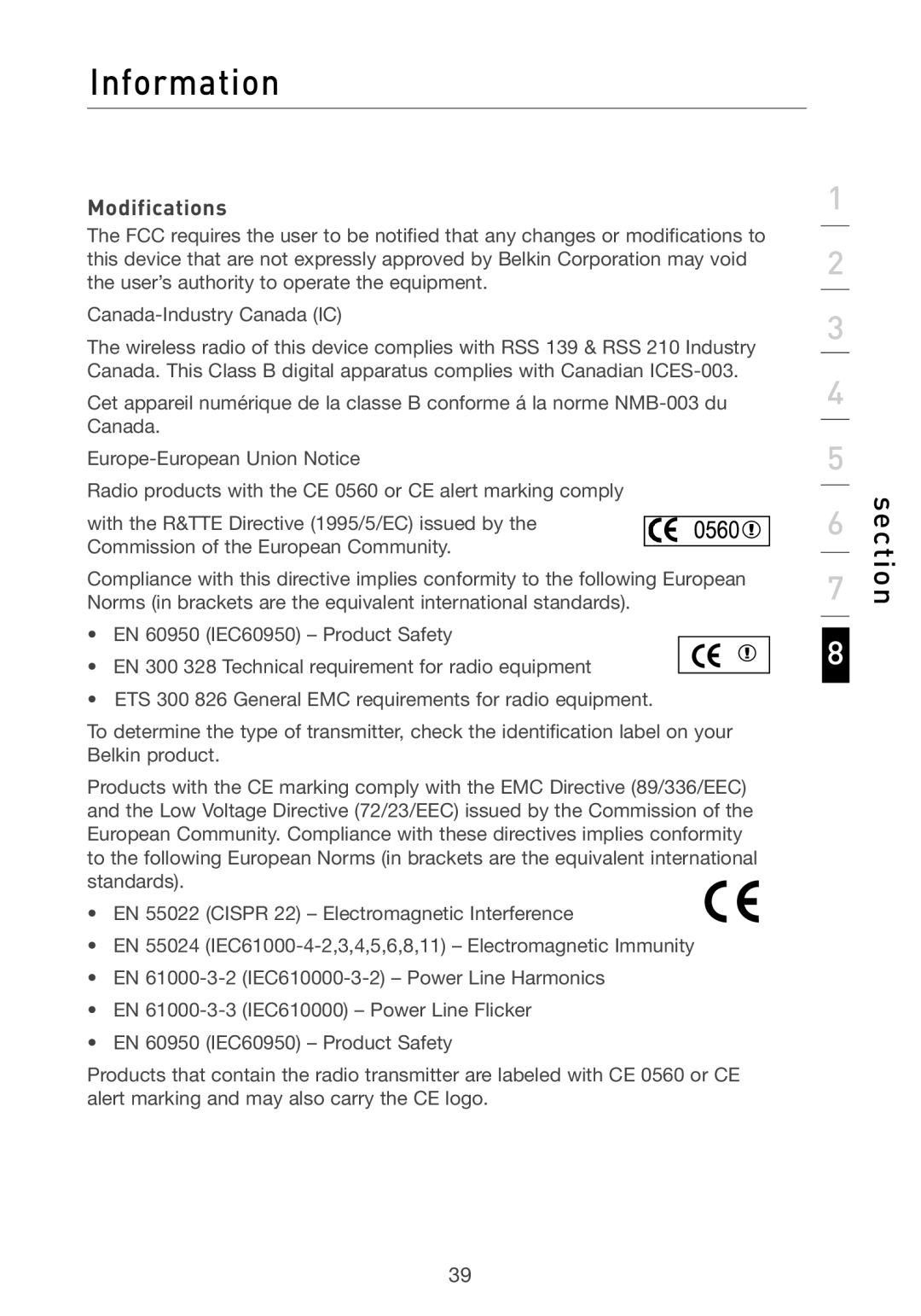 Belkin F5D6051 user manual Modifications 