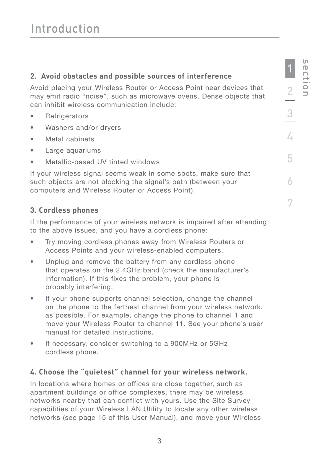 Belkin F5D6051 user manual Avoid obstacles and possible sources of interference, Cordless phones 