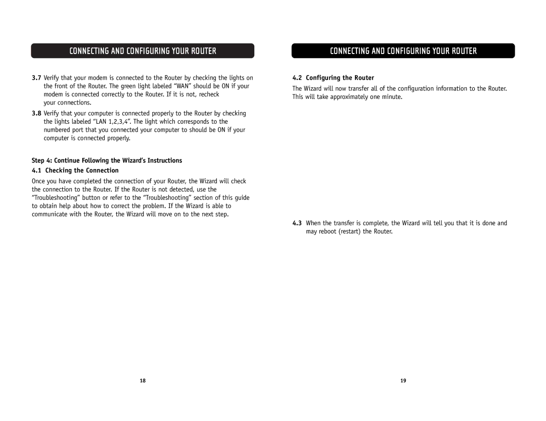 Belkin F5D6231-4 user manual Configuring the Router 