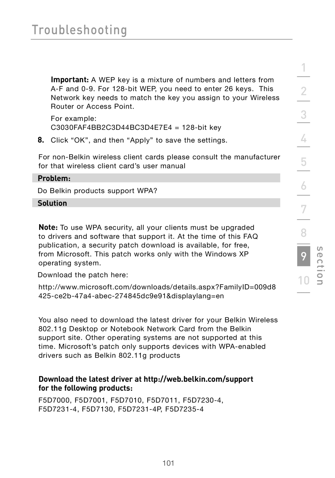 Belkin F5D7000 user manual 101 