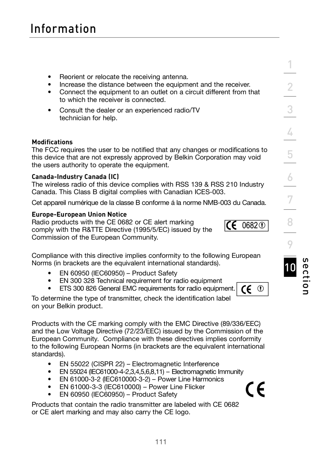 Belkin F5D7000 user manual Modifications 