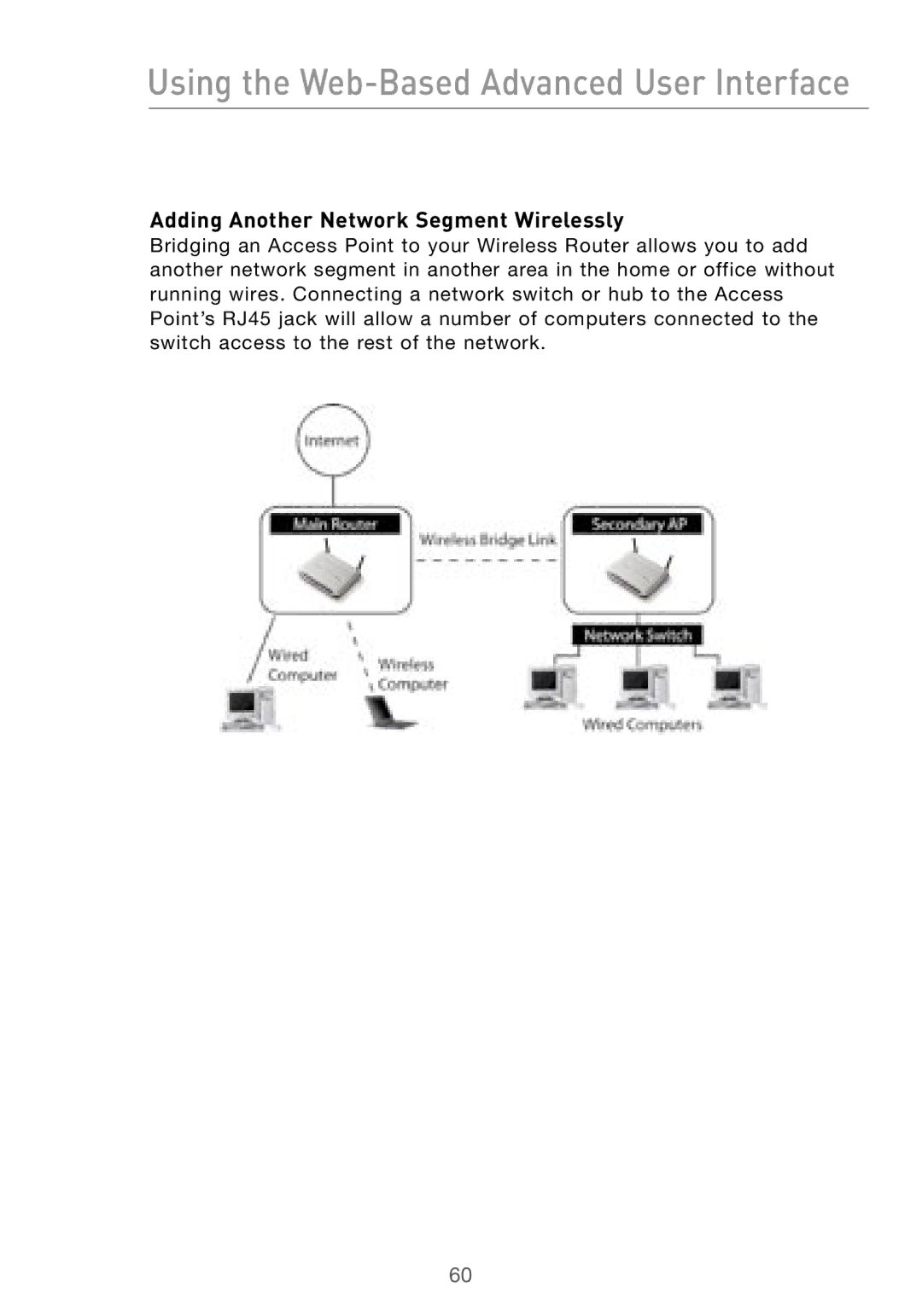 Belkin F5D7000 user manual Adding Another Network Segment Wirelessly 