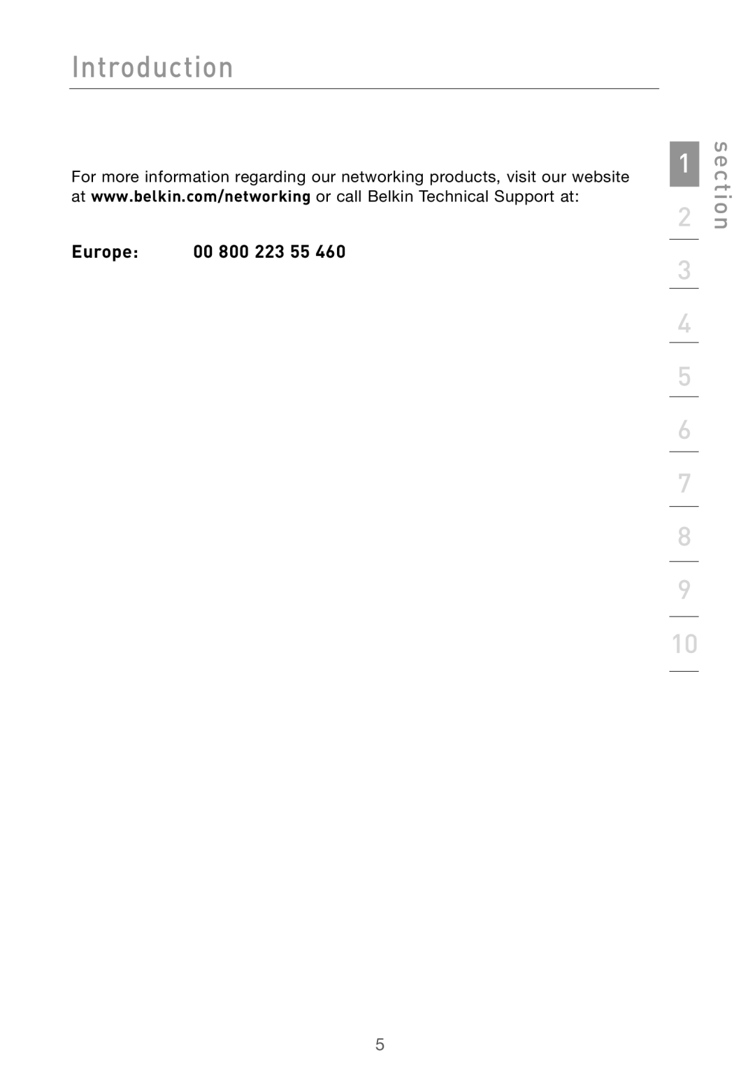 Belkin F5D7000 user manual Europe 00 800 223 55 