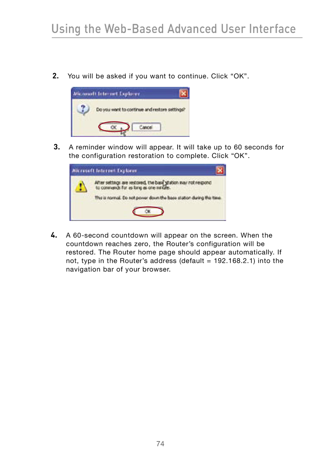 Belkin F5D7000 user manual Using the Web-Based Advanced User Interface 