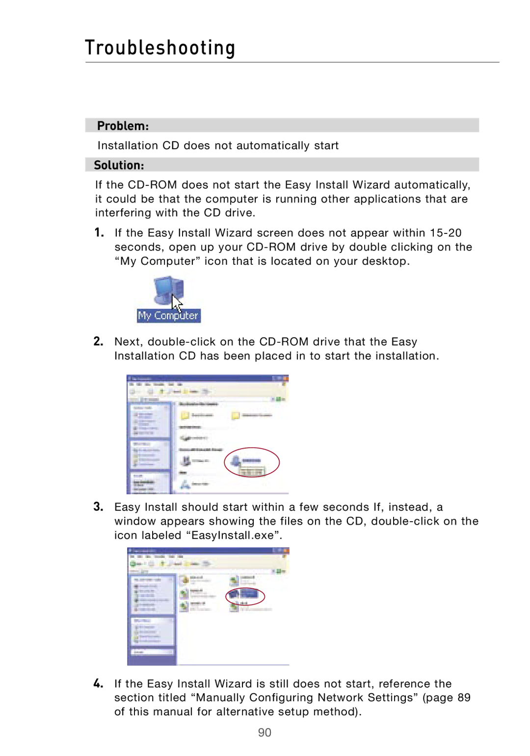 Belkin F5D7000 user manual Troubleshooting, Problem, Solution 