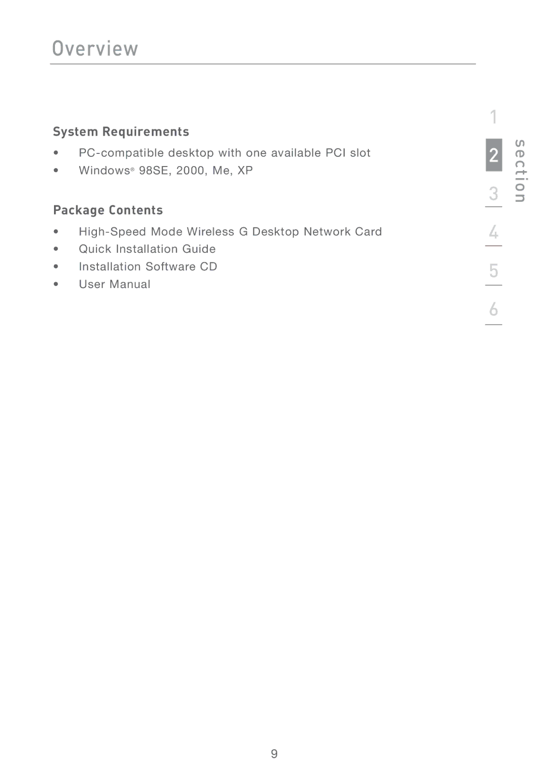 Belkin F5D7001 user manual System Requirements, Package Contents 