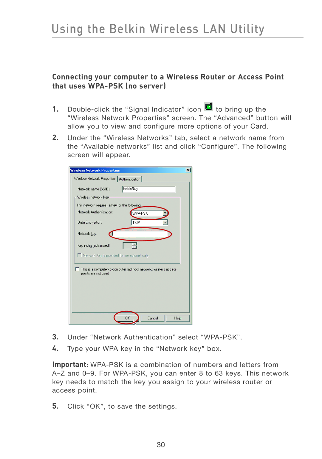 Belkin F5D7001 user manual Using the Belkin Wireless LAN Utility 