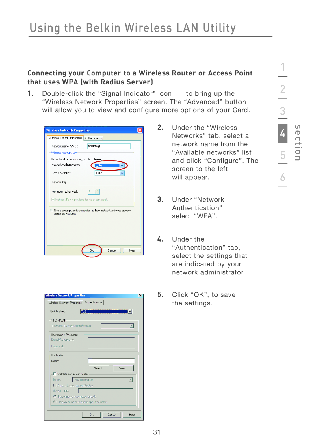 Belkin F5D7001 user manual Using the Belkin Wireless LAN Utility 