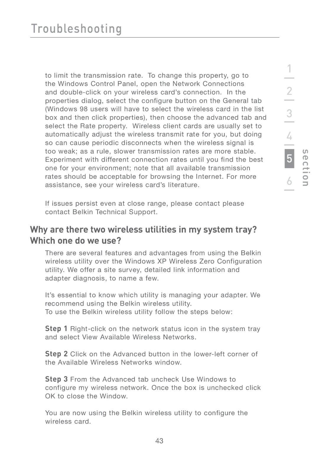 Belkin F5D7001 user manual Troubleshooting 