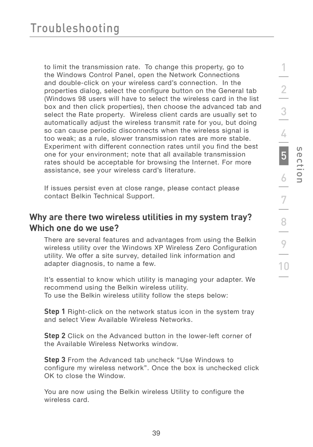 Belkin F5D7011 manual Troubleshooting 