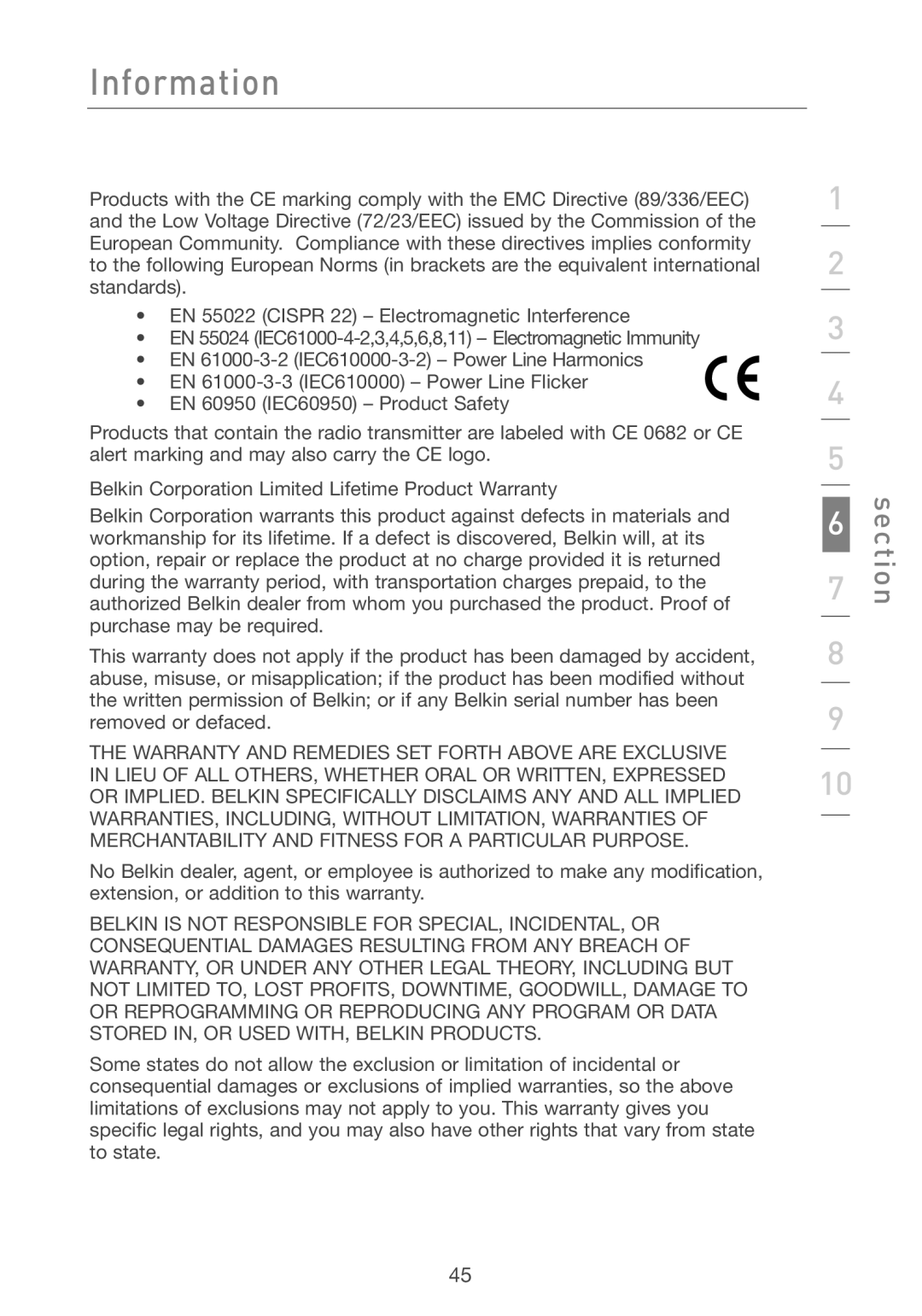 Belkin F5D7011 manual Section 