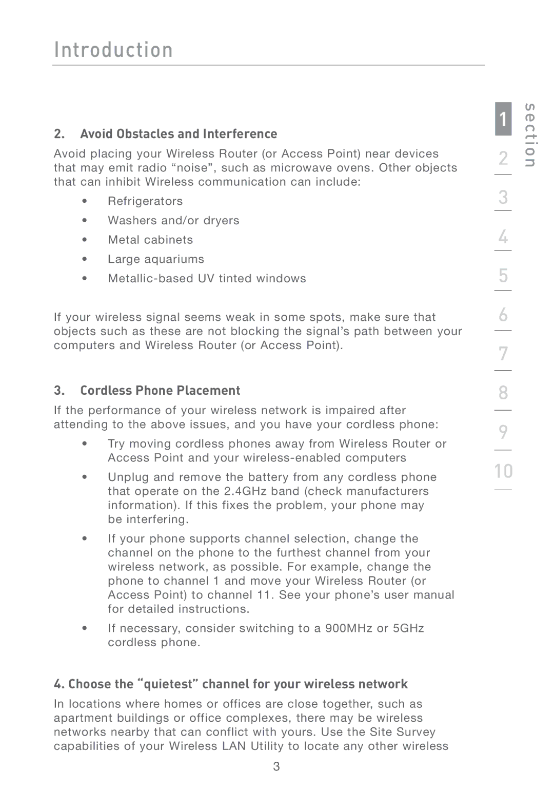 Belkin F5D7011 manual Avoid Obstacles and Interference, Cordless Phone Placement 