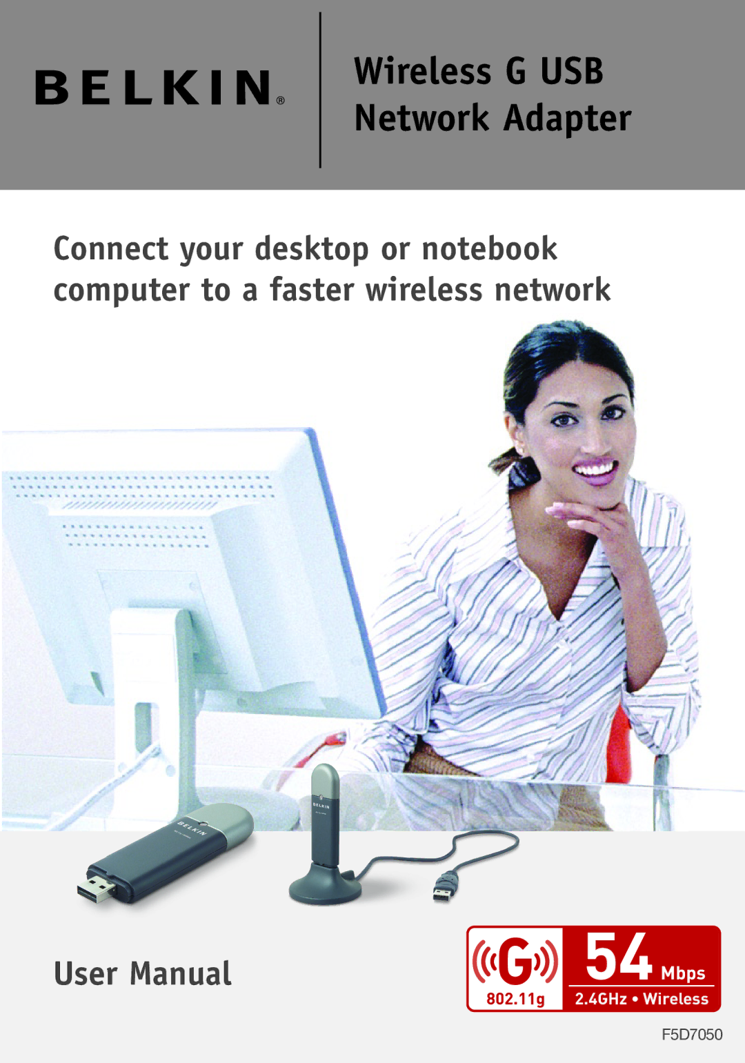 Belkin F5D7050 user manual Wireless G USB Network Adapter 