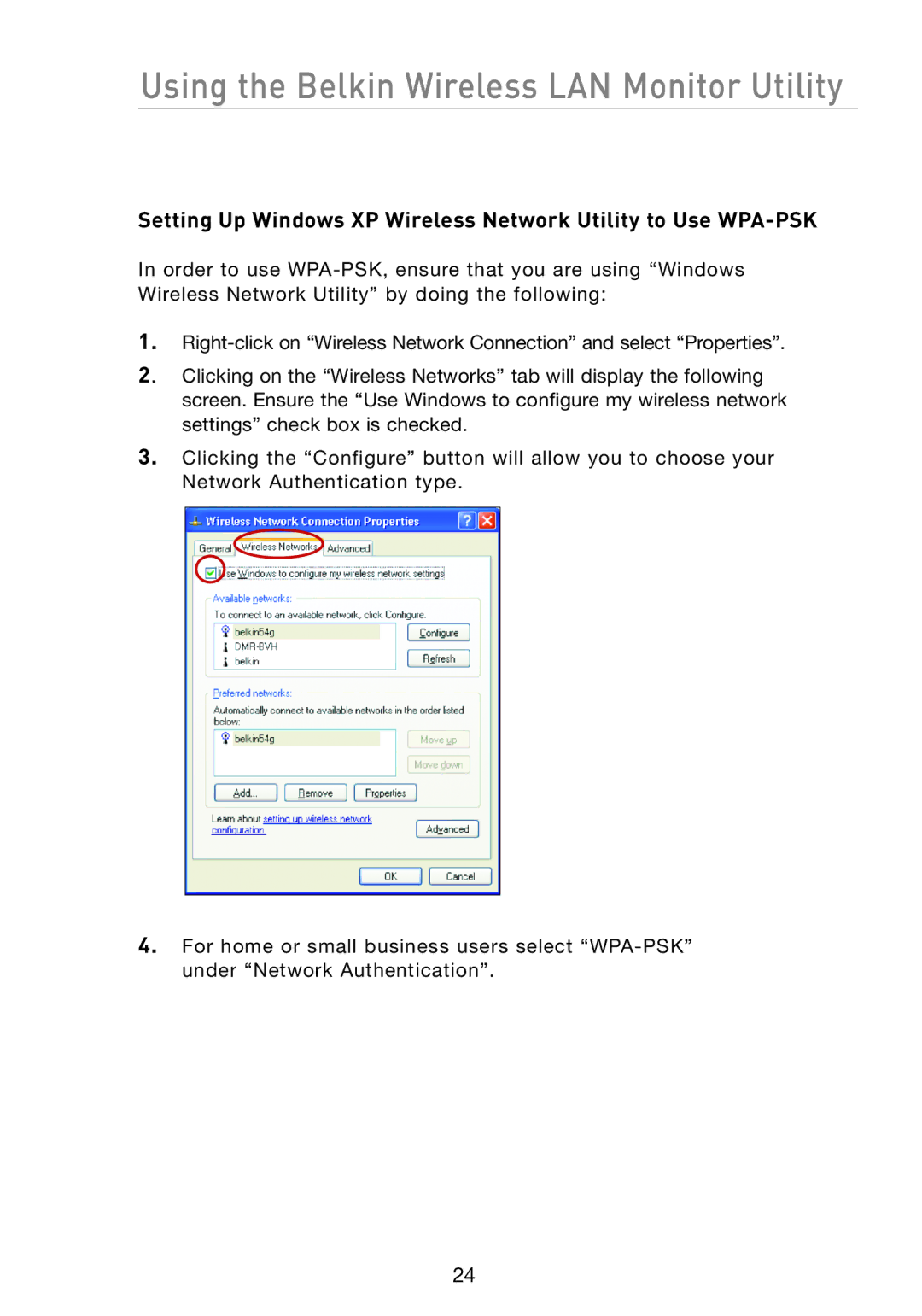 Belkin F5D7051 manual Using the Belkin Wireless LAN Monitor Utility 