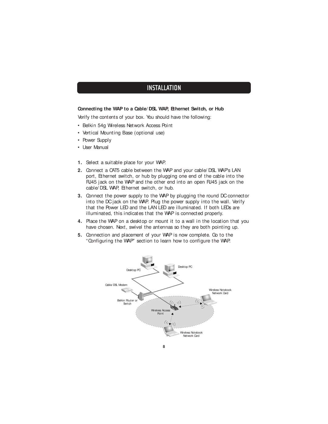 Belkin F5D7130 user manual Installation 