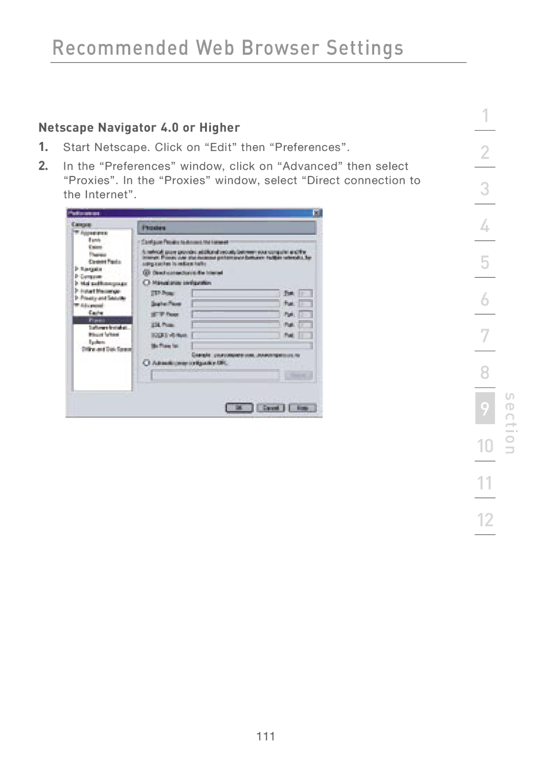 Belkin F5D7230AU4P user manual Netscape Navigator 4.0 or Higher 