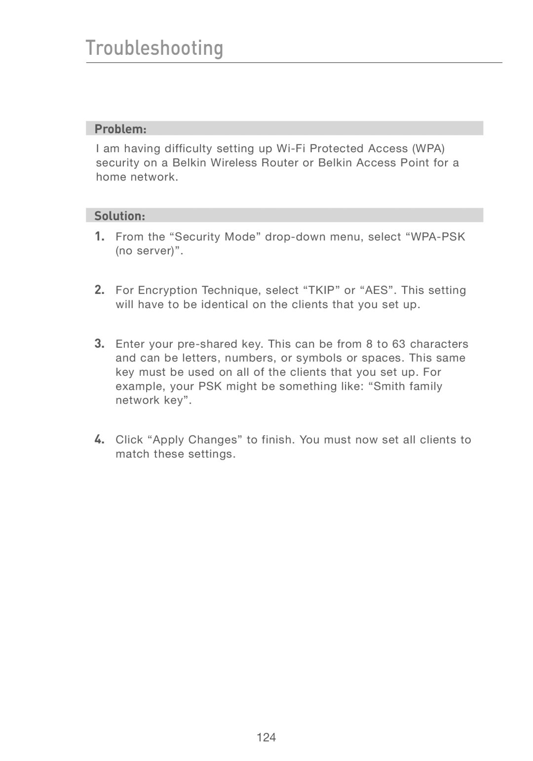 Belkin F5D7230AU4P user manual Troubleshooting 