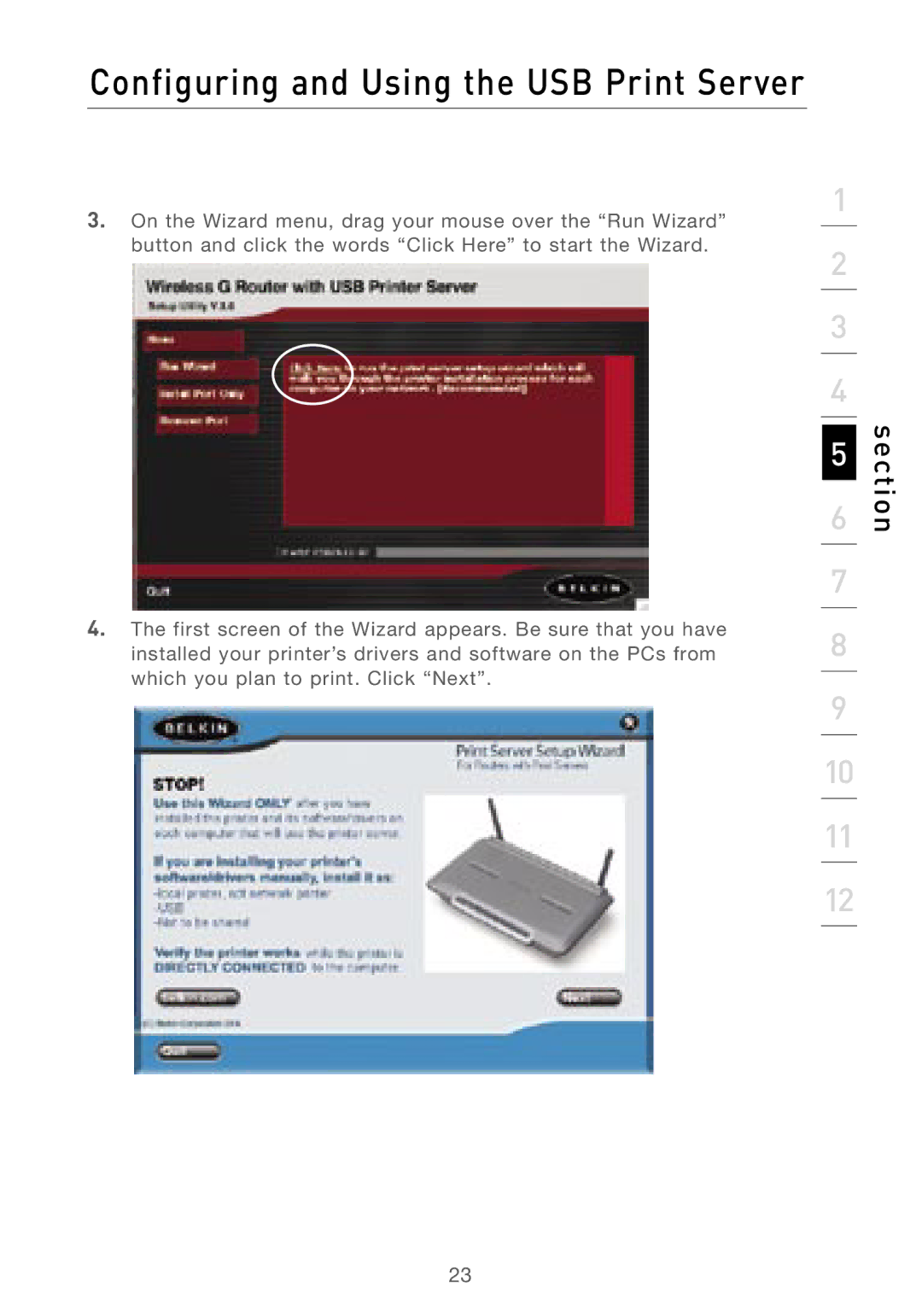 Belkin F5D7230AU4P user manual Section 