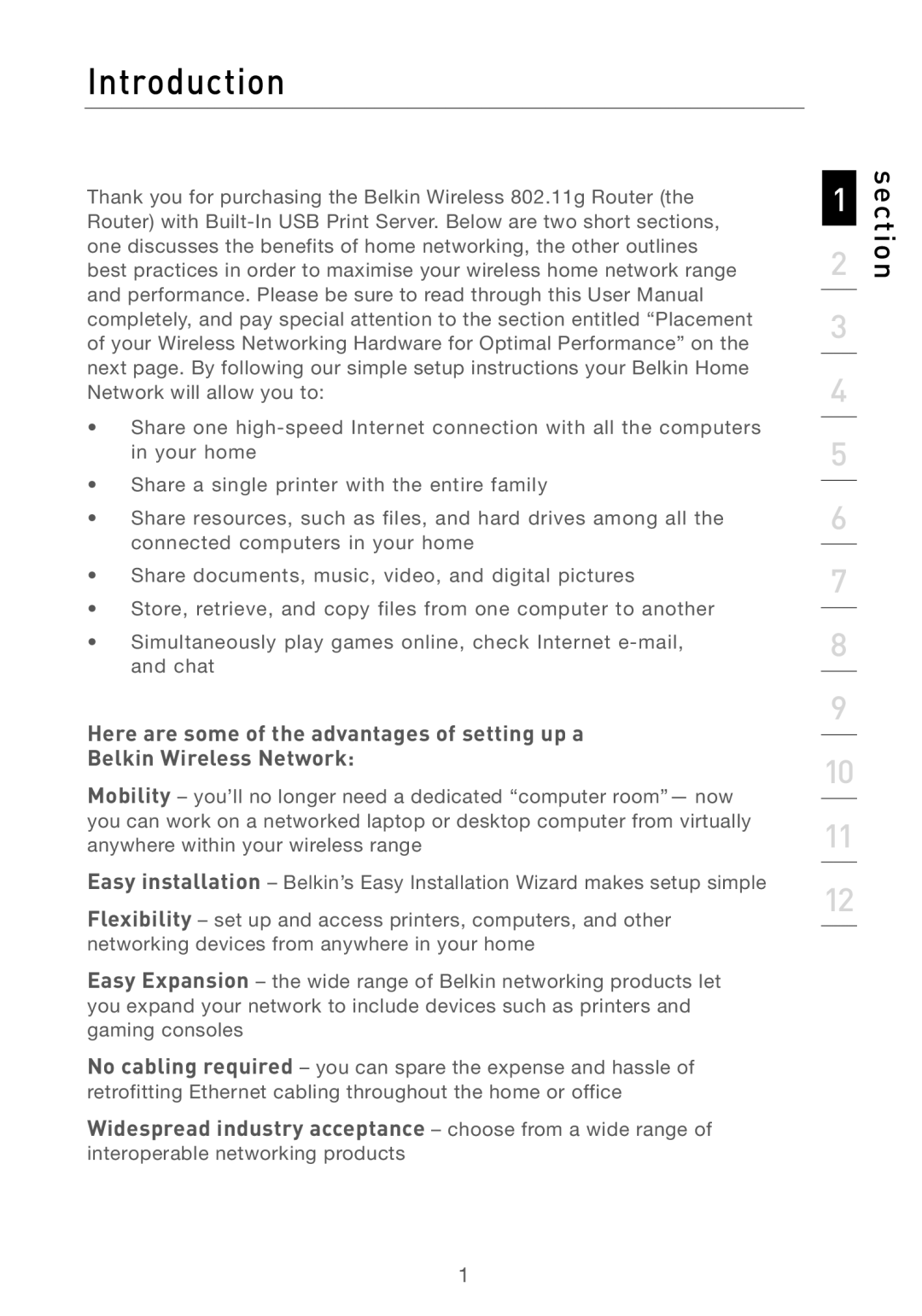 Belkin F5D7230AU4P user manual Introduction 