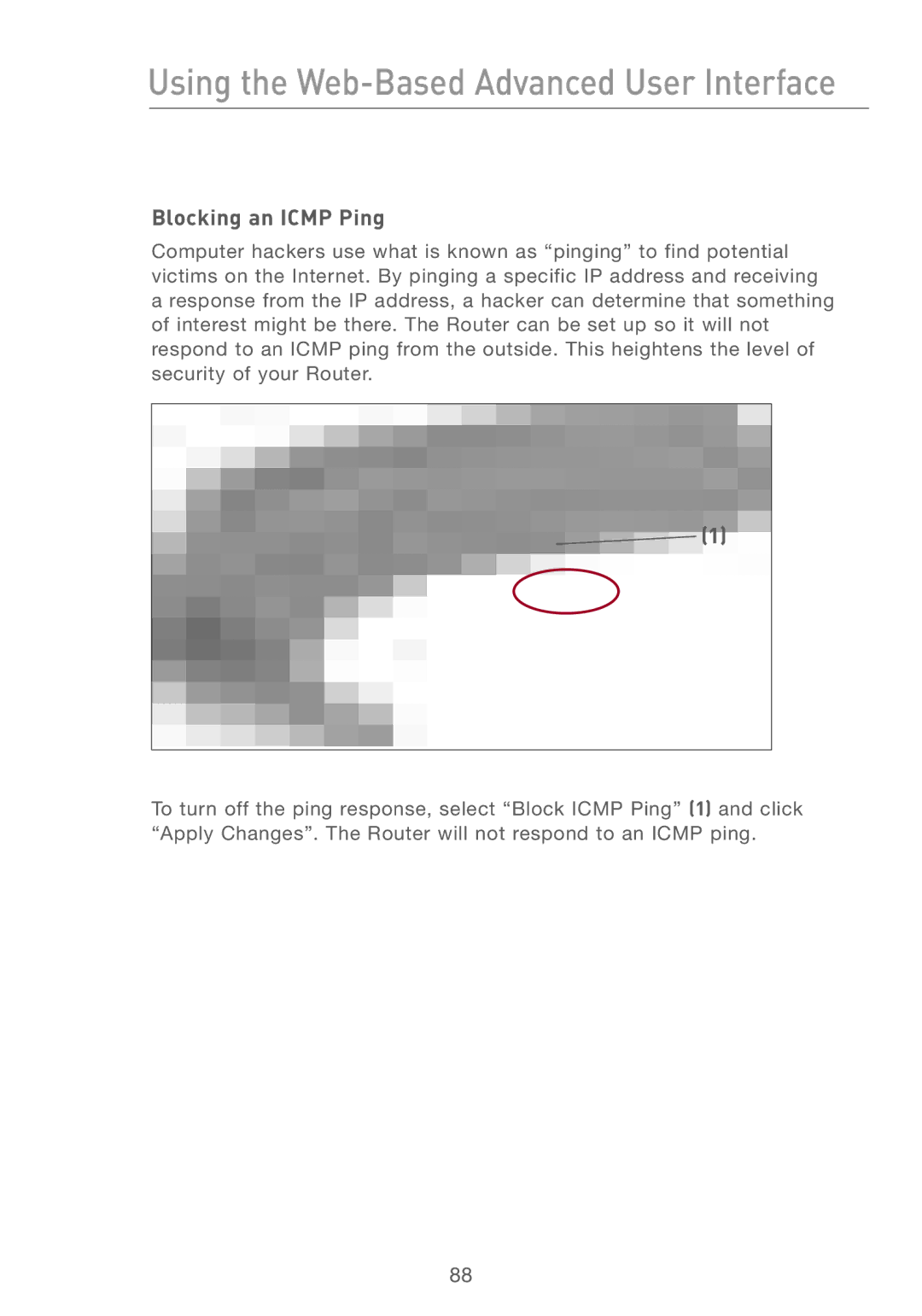 Belkin F5D7230AU4P user manual Blocking an Icmp Ping 