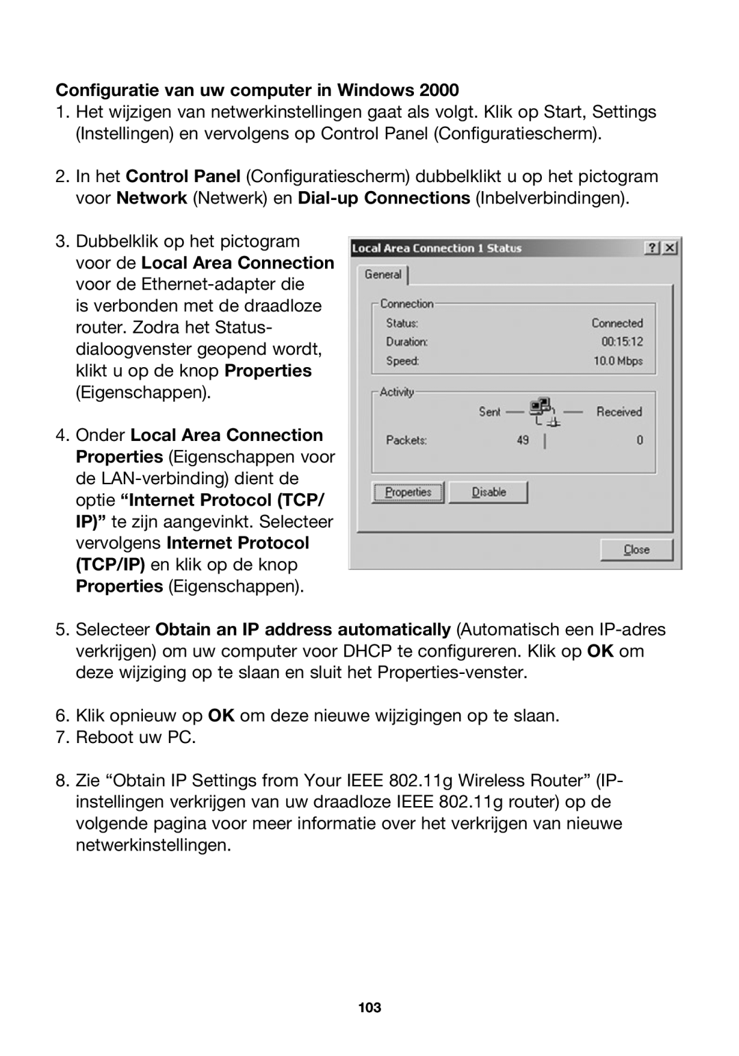 Belkin P74847ea-A, F5D7230ea4-E user manual Configuratie van uw computer in Windows 