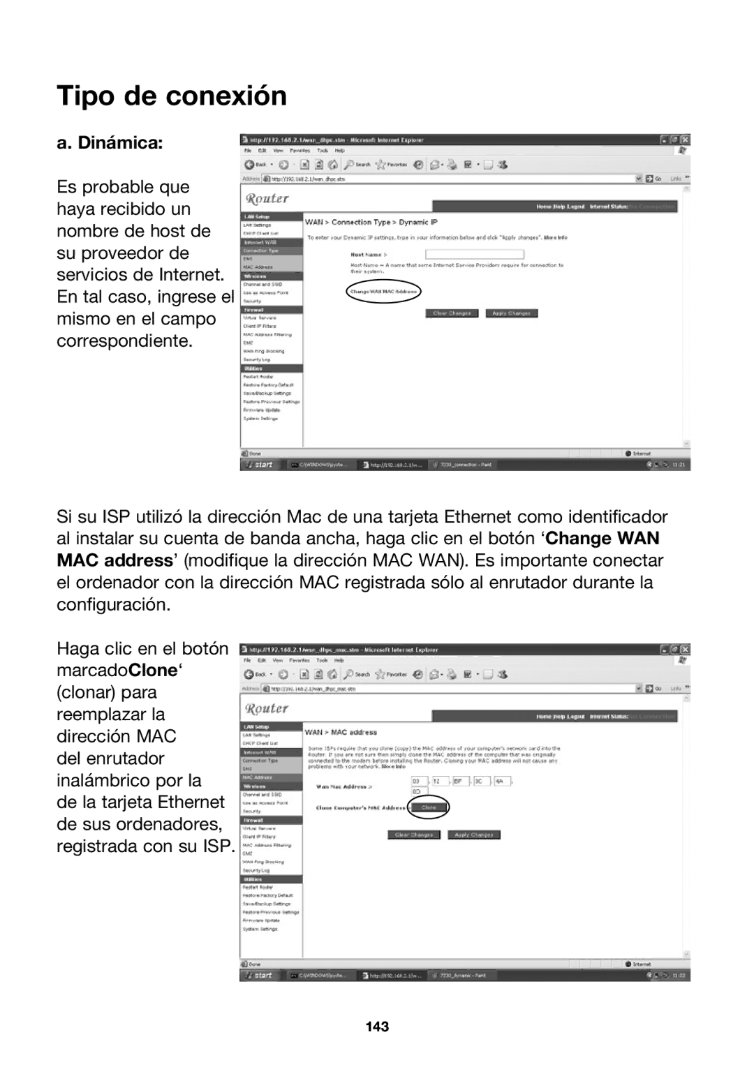 Belkin P74847ea-A, F5D7230ea4-E user manual Tipo de conexión, Dinámica 