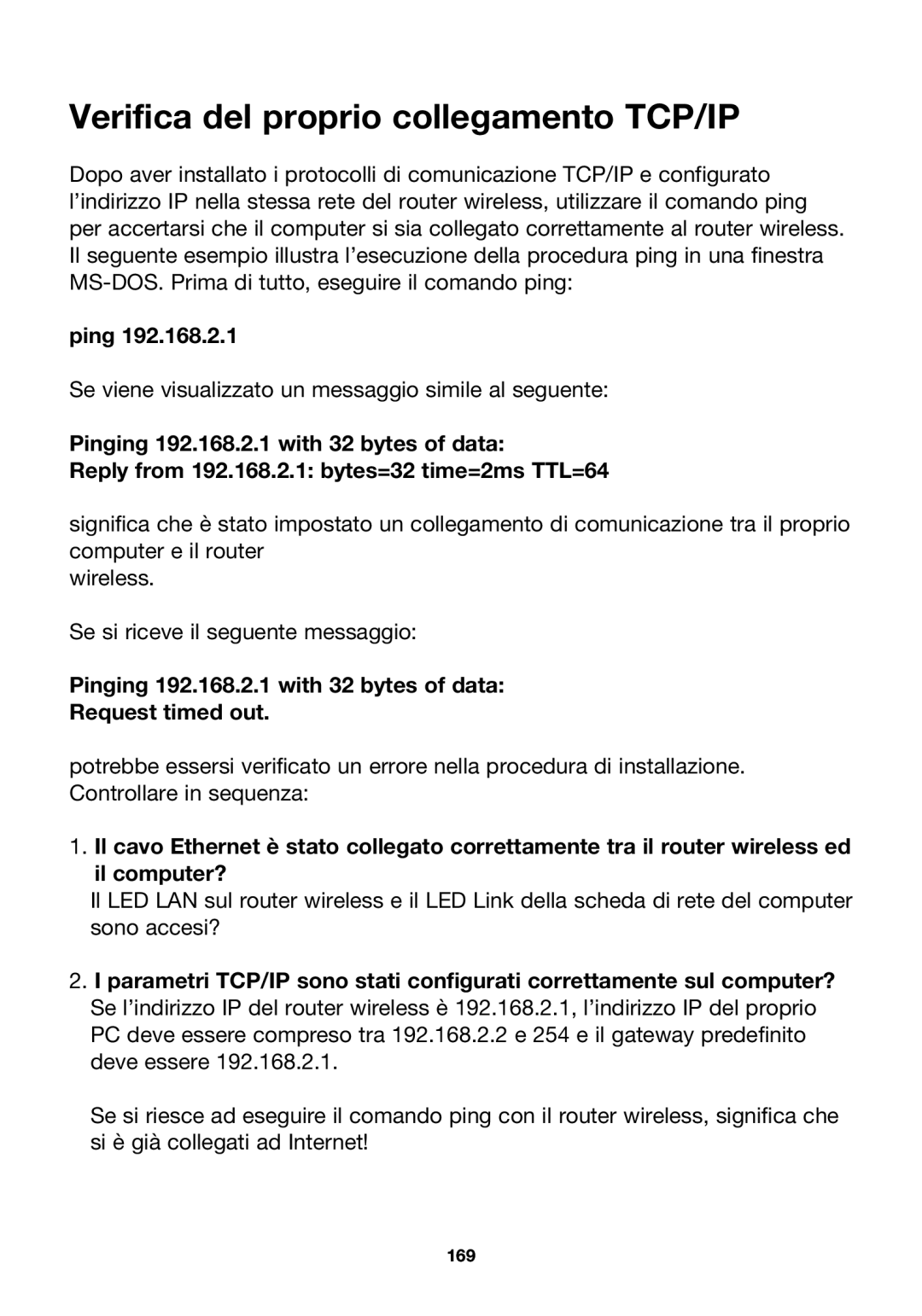 Belkin P74847ea-A, F5D7230ea4-E user manual Verifica del proprio collegamento TCP/IP, Ping 