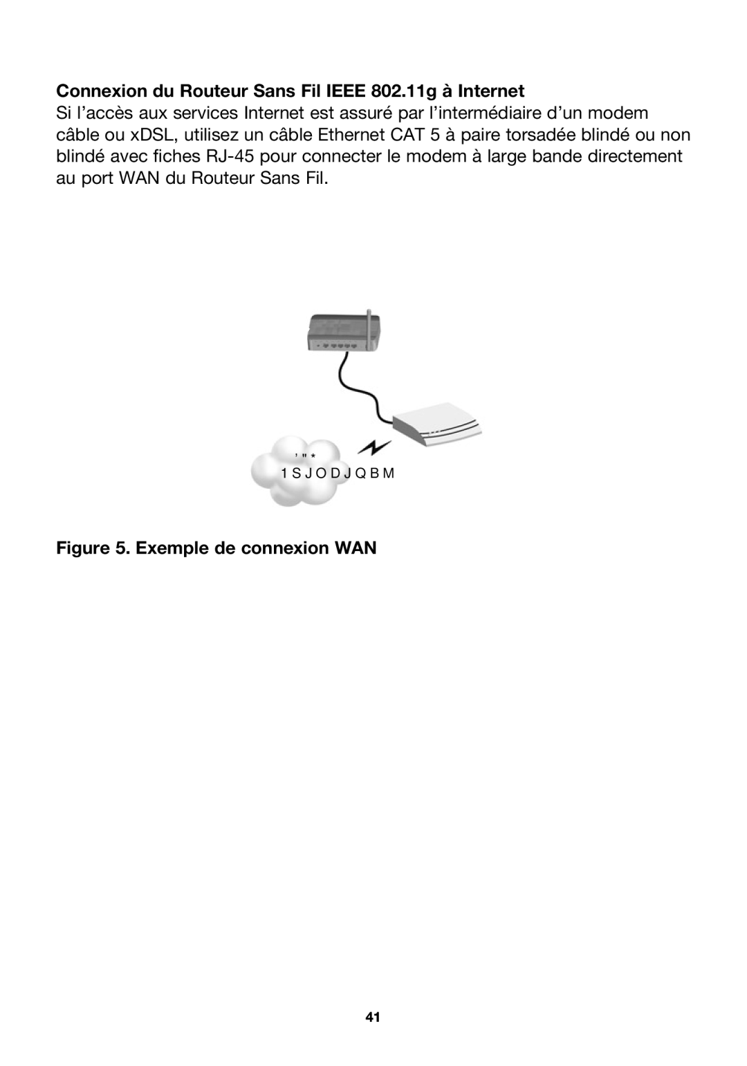 Belkin P74847ea-A, F5D7230ea4-E user manual Connexion du Routeur Sans Fil Ieee 802.11g à Internet, Exemple de connexion WAN 