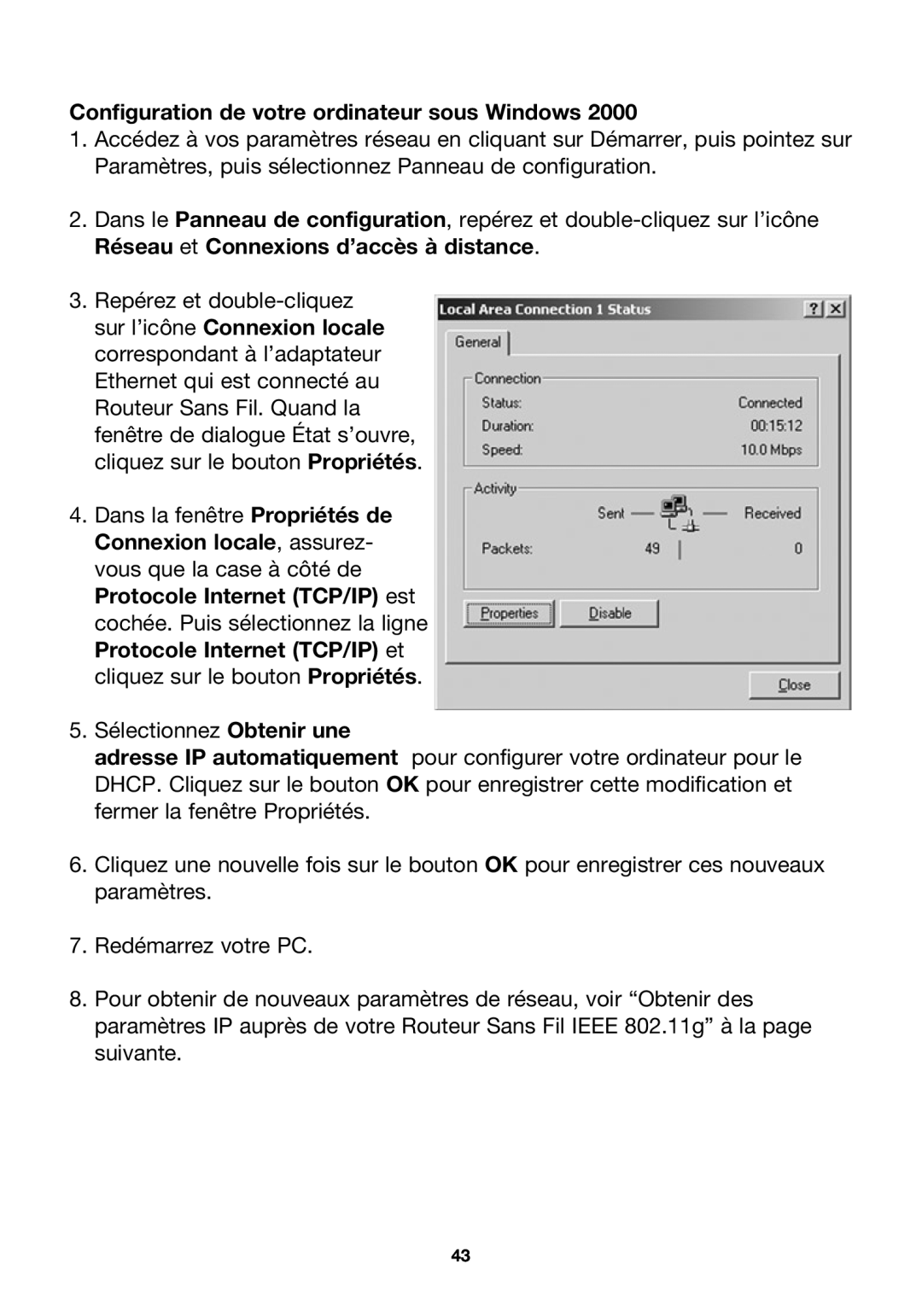 Belkin P74847ea-A, F5D7230ea4-E user manual Configuration de votre ordinateur sous Windows 