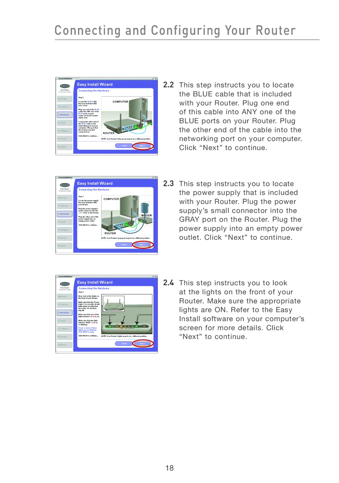 Belkin F5D7231-4 user manual Connecting and Configuring Your Router 