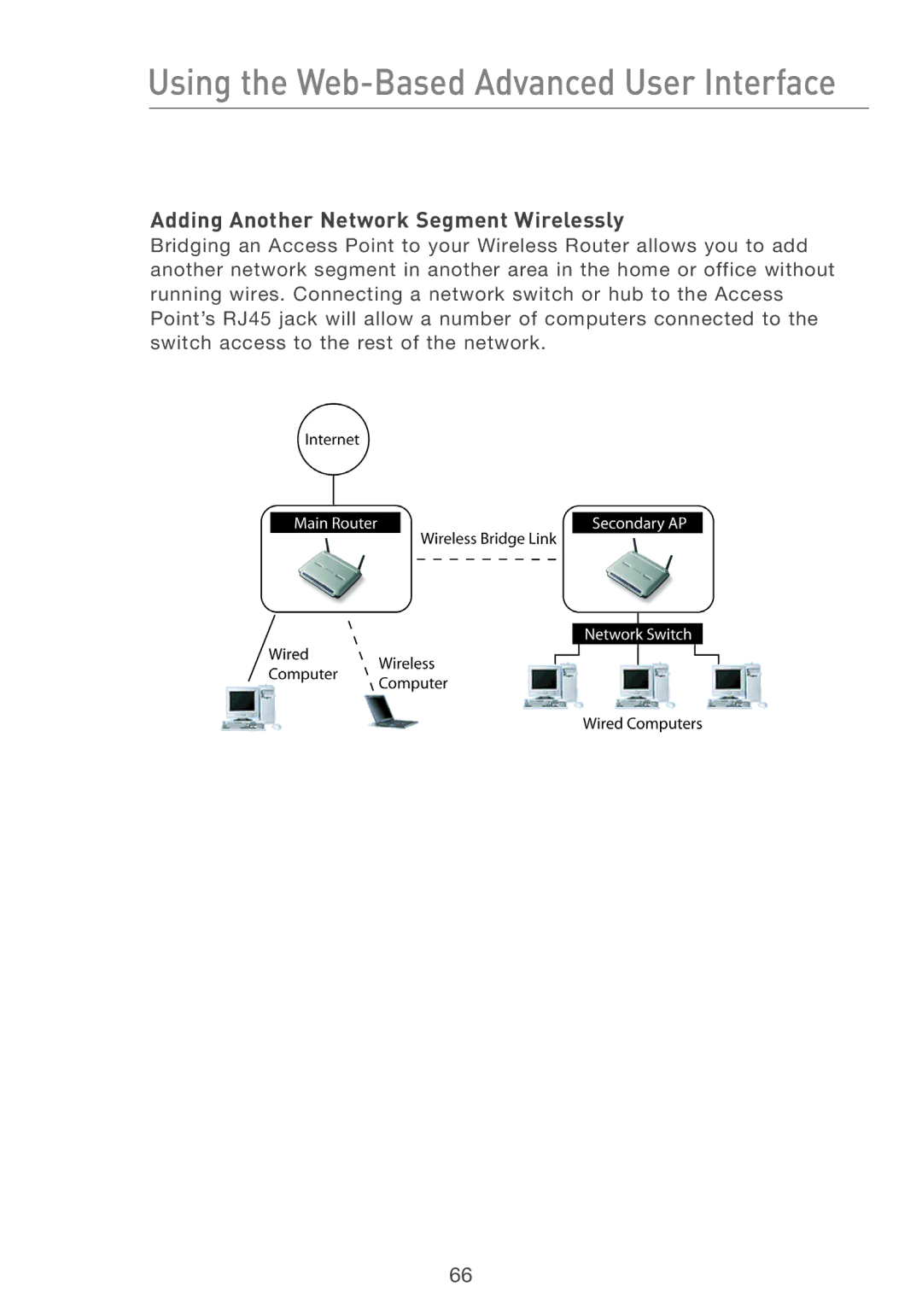 Belkin F5D7231-4 user manual Adding Another Network Segment Wirelessly 