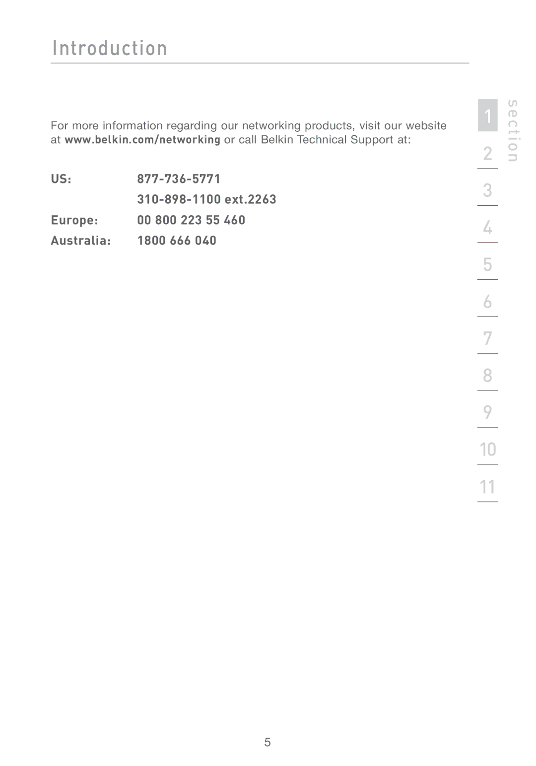 Belkin F5D7231-4 user manual Europe 00 800 223 55 Australia 1800 666 