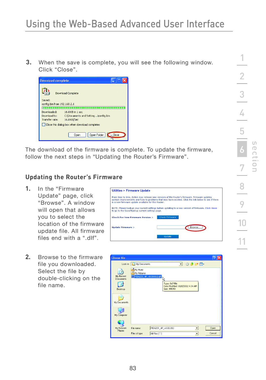 Belkin F5D7231-4 user manual Updating the Router’s Firmware 