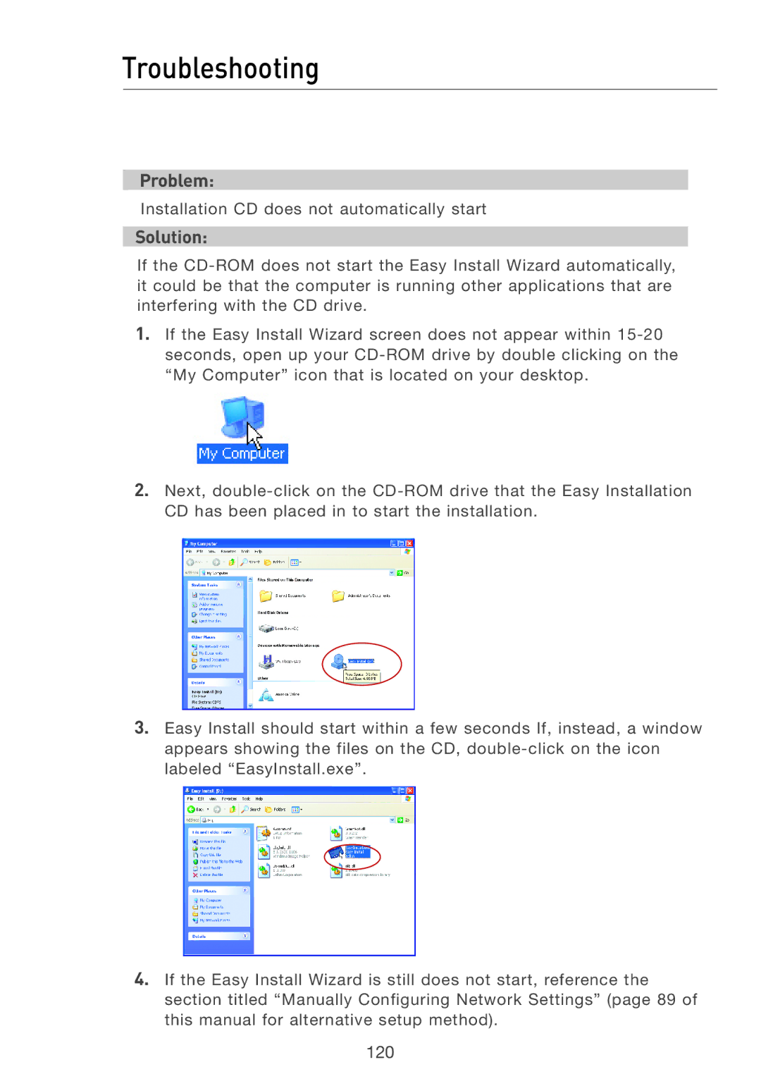 Belkin F5D7231-4P user manual Troubleshooting, Problem, Solution 