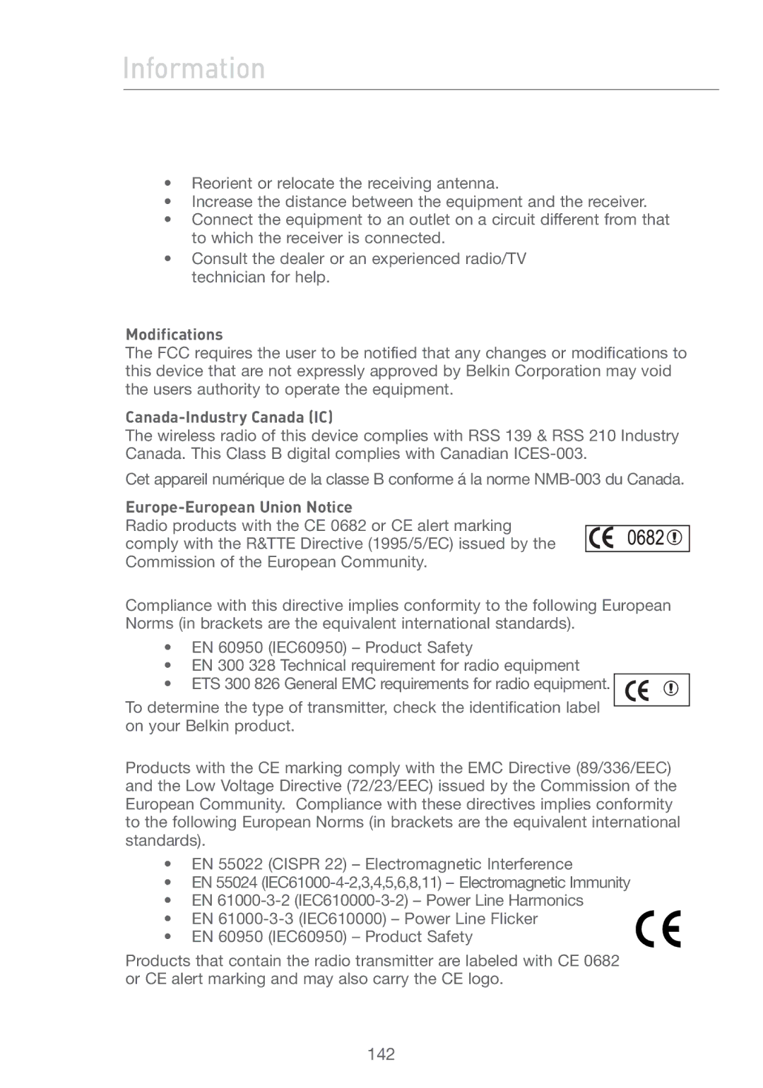 Belkin F5D7231-4P user manual Information 