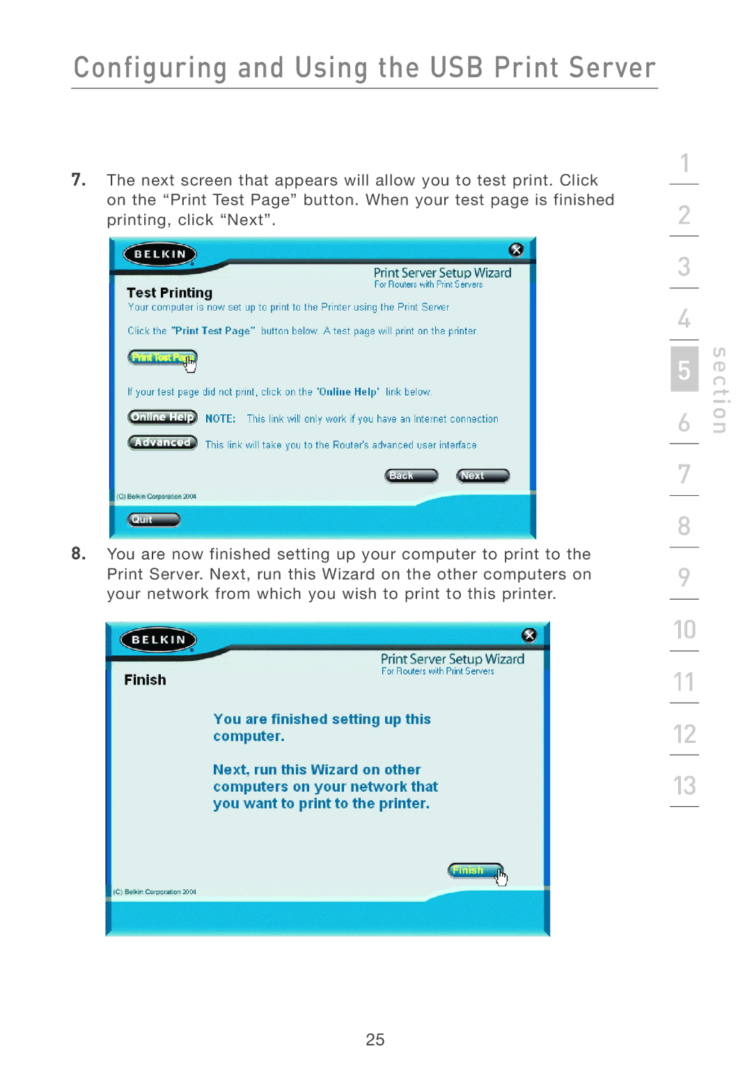 Belkin F5D7231-4P user manual Section 