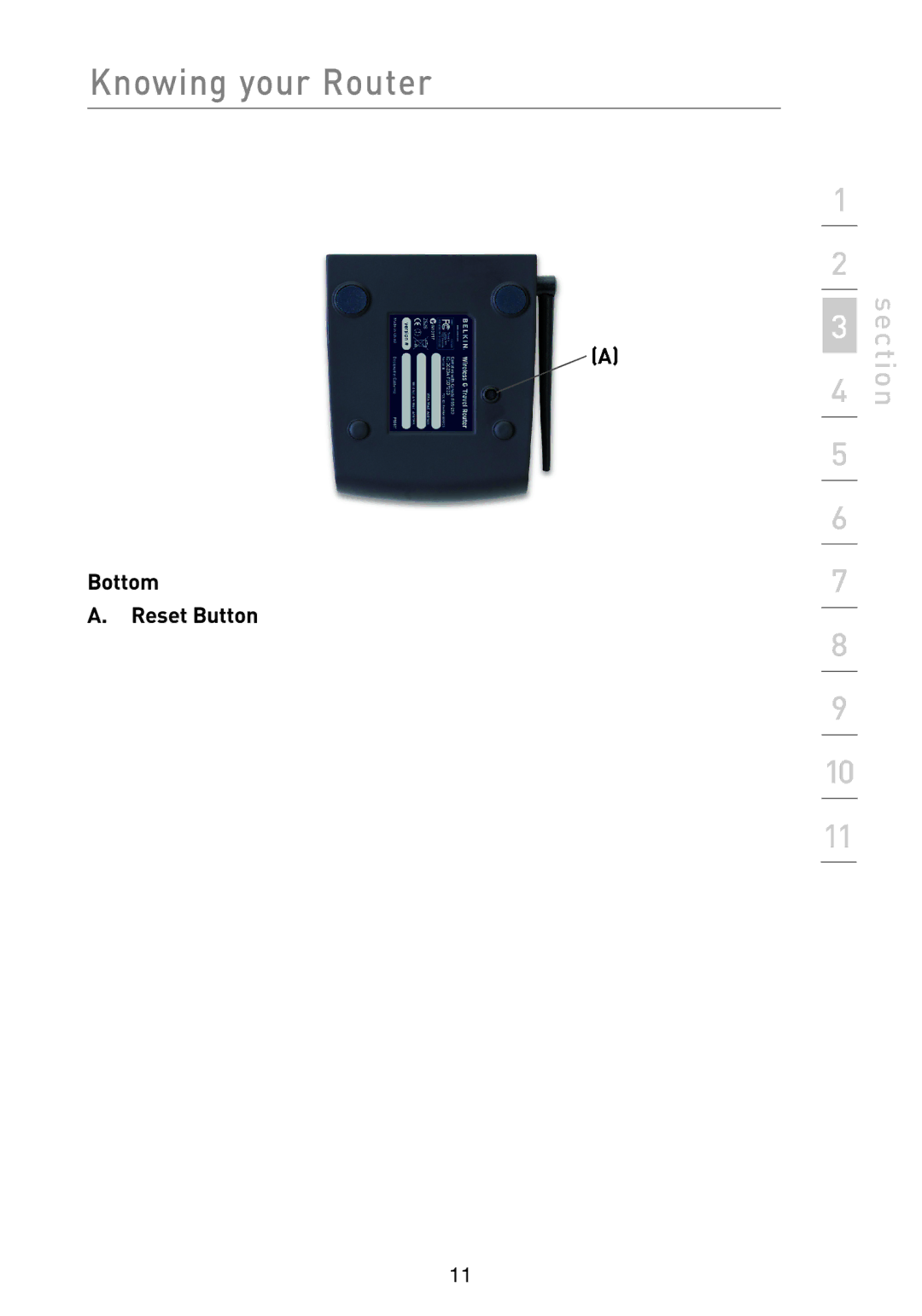 Belkin F5D7233 user manual Bottom Reset Button 