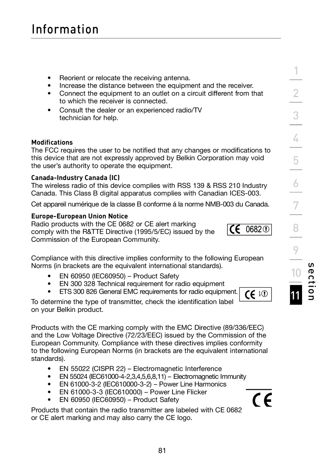 Belkin F5D7233 user manual Modifications 