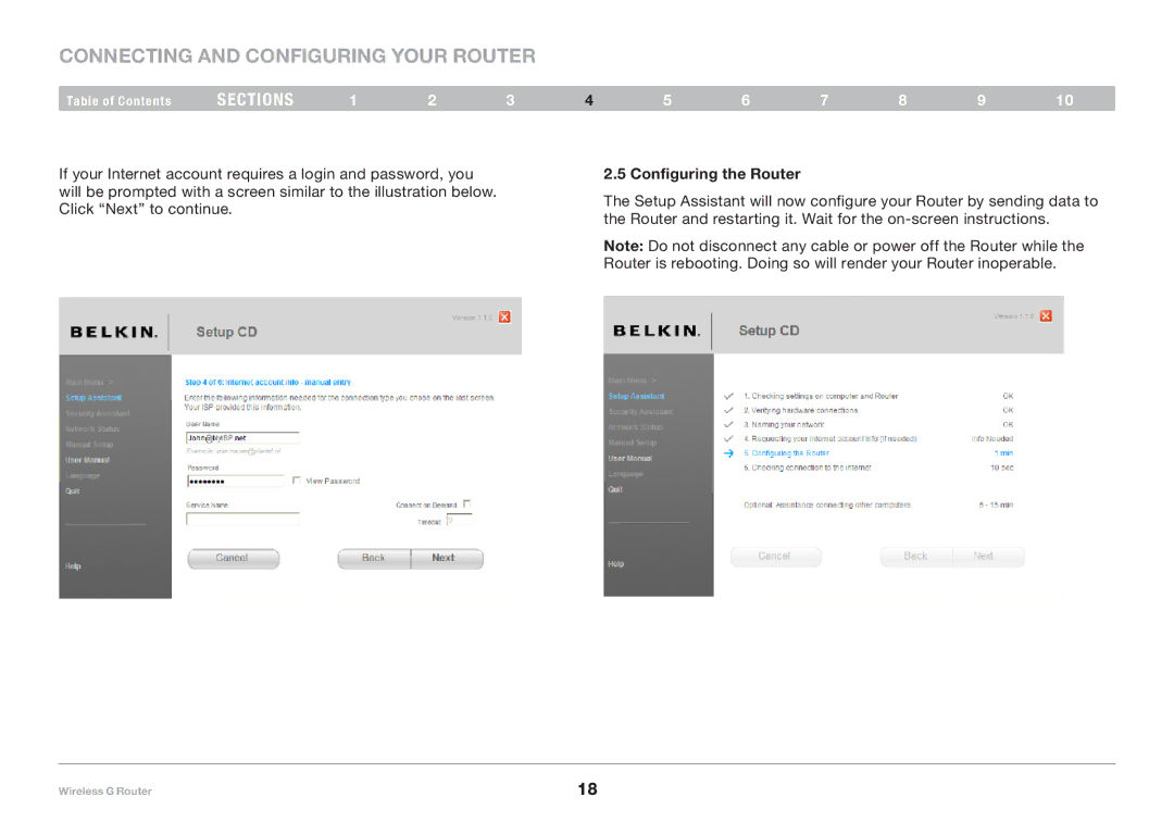 Belkin F5D7234-4-H user manual Configuring the Router 