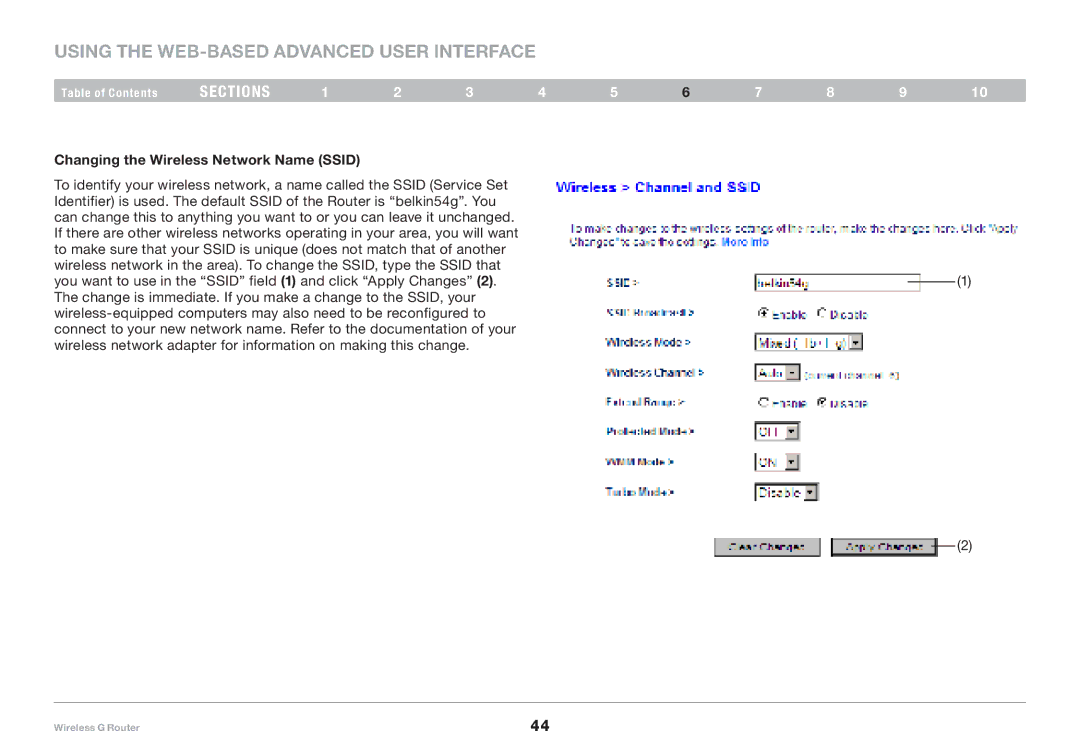 Belkin F5D7234-4-H user manual Changing the Wireless Network Name Ssid 