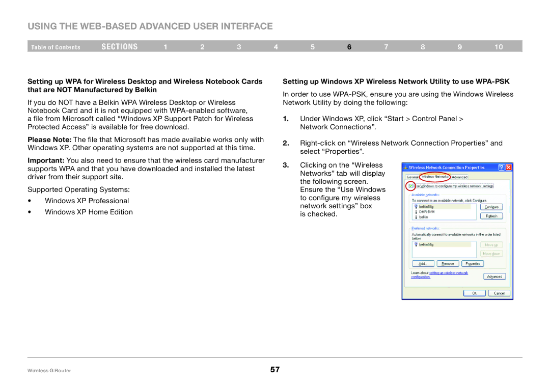 Belkin F5D7234-4-H user manual Using the Web-Based Advanced User Interface 