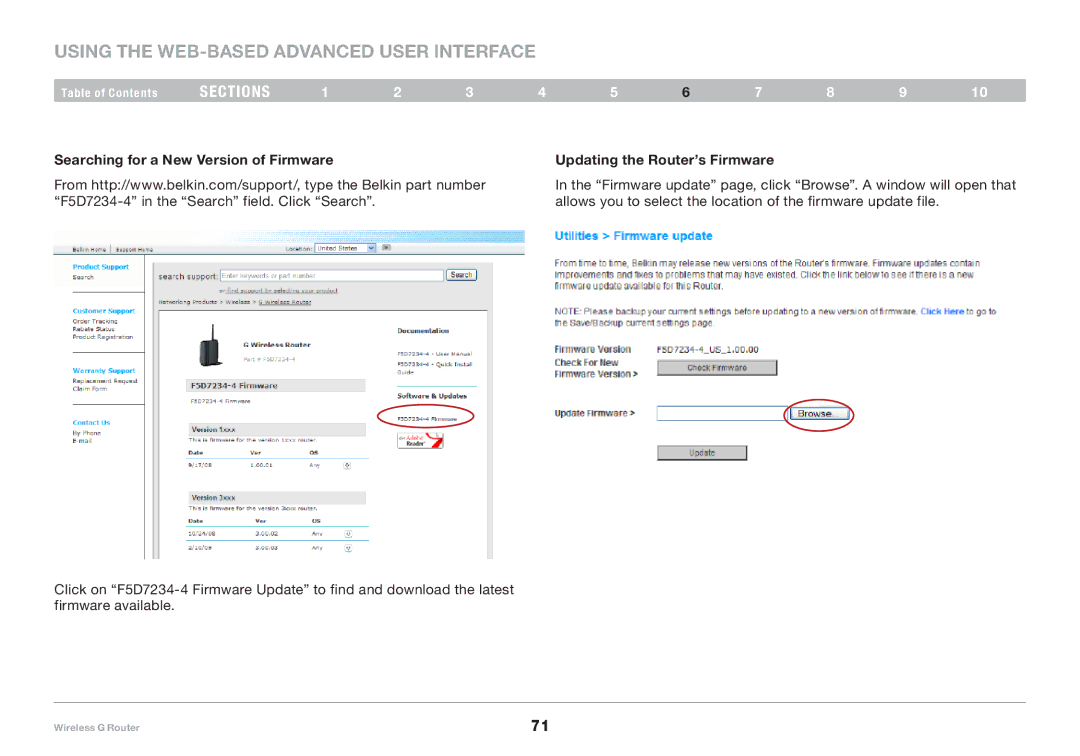 Belkin F5D7234-4-H user manual Using the Web-Based Advanced User Interface 