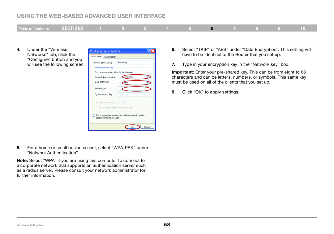 Belkin F5D7234-4 user manual Using the Web-Based Advanced User Interface, sections 
